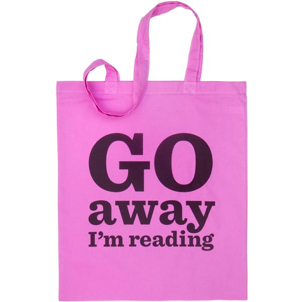 Go Away I'm Reading Bag, single colour pack of 3 - Red, Orange, Yellow, Green, Blue, Pink, Purple
