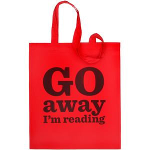 Go Away I'm Reading Bag, single colour pack of 3 - Red, Orange, Yellow, Green, Blue, Pink, Purple
