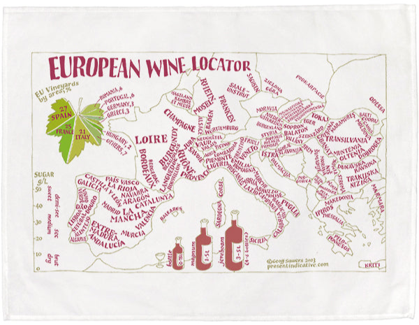 European Wine Locator Tea Towel - 6 pack