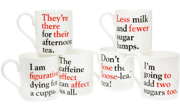 To, two or too - Grammar Grumble No. 6 Bone China Mug - pack of 6