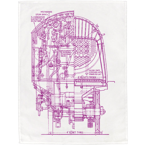 Locomotive Section Tea Towel - 6 pack (available in three colours)