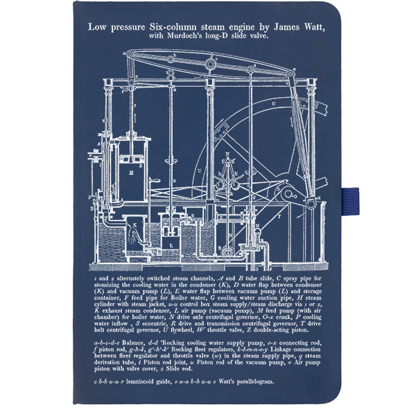 Watt Steam Engine Notebook - Red or Navy