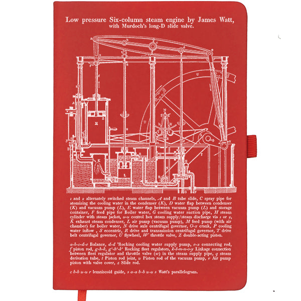 Watt Steam Engine Notebook - Red or Navy