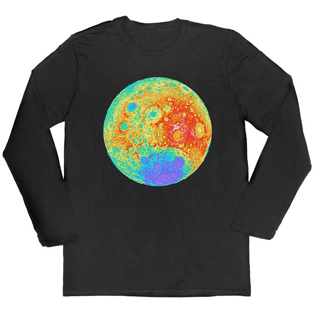 Topographical Moon Map Long-Sleeved Unisex T-shirt