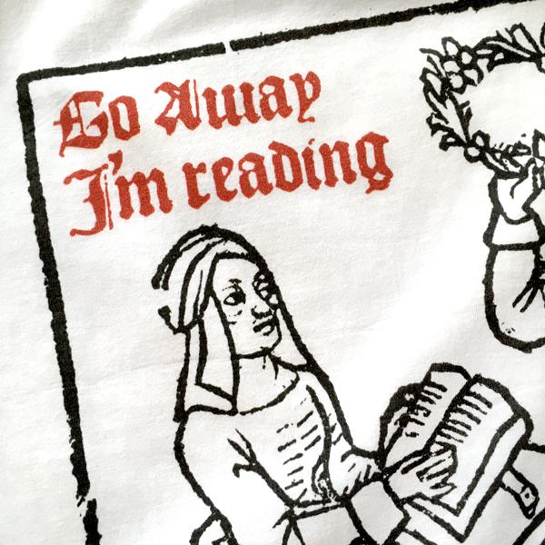 Go Away I'm Reading Woodcut Women's Fitted T-shirt