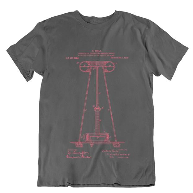 Tesla's Coil Patent Unisex T-shirt - Pink