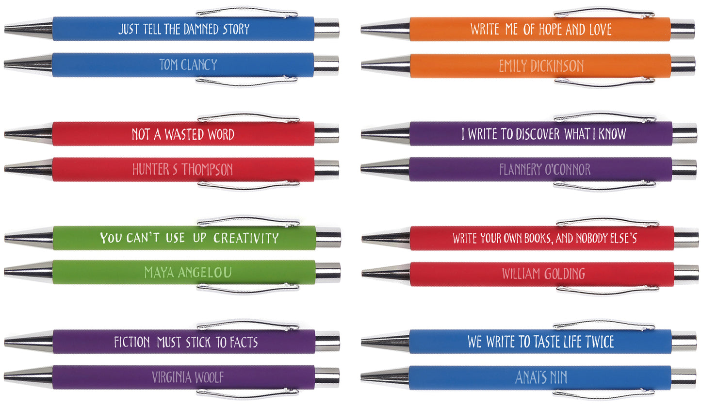 40 x Writerly Quote Pens with counter display pen pot