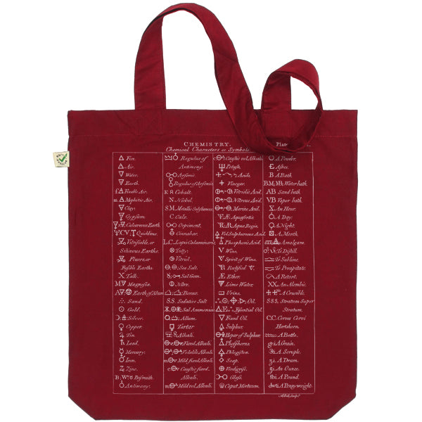 Chemical Symbols Tote Bag Maroon
