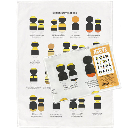 British Bumblebees Tea Towel - 6 pack