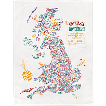Children's Literature Map of Britain Tea Towel - 6 pack