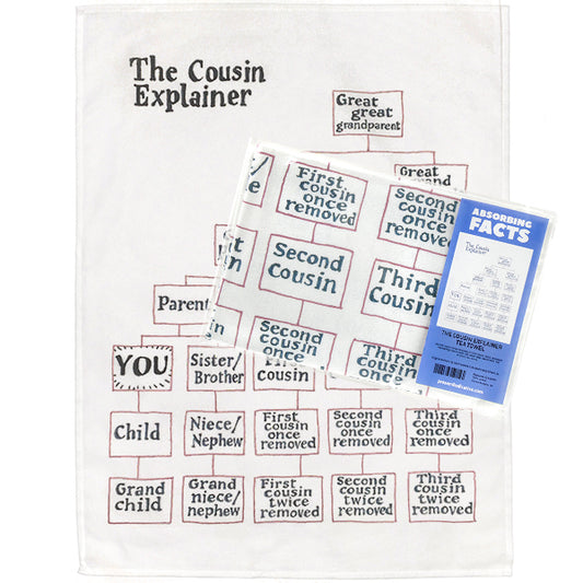 Cousin Explainer Tea Towel - 6 pack