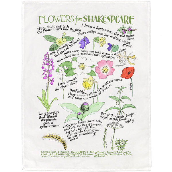 Shakespeare's Flowers Tea Towel - 6 pack