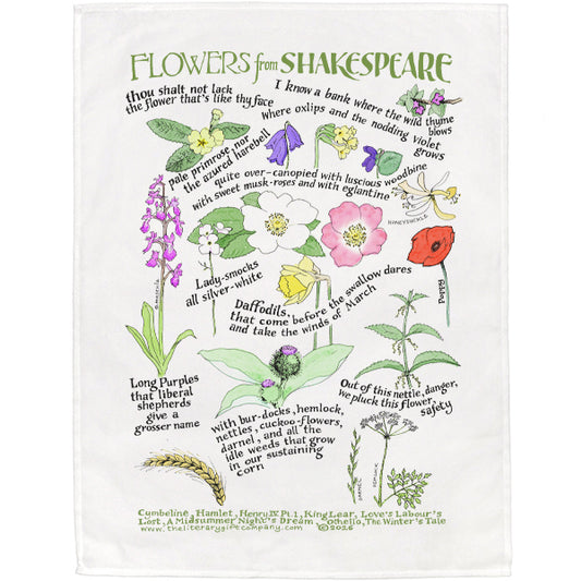 Flowers from Shakespeare Tea Towel - 6 pack