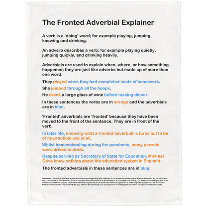 The Fronted Adverbial Explainer Tea Towel - 6 pack