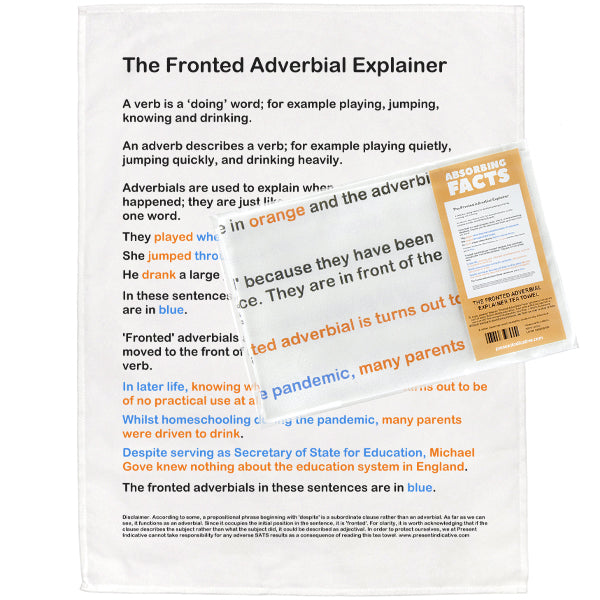The Fronted Adverbial Explainer Tea Towel - 6 pack