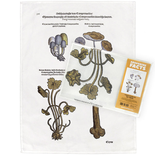 Fungi Woodcut Tea Towel - 6 pack