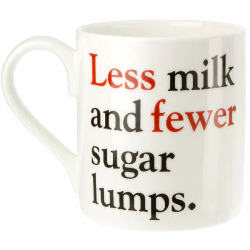 Less or Fewer - Grammar Grumble No. 1 Bone China Mug - pack of 6