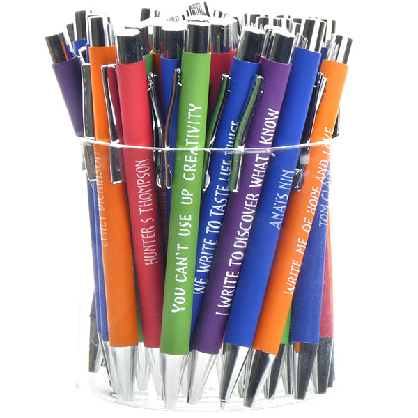 40 x Writerly Quote Pens with counter display pen pot