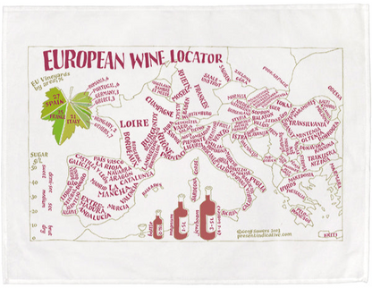European Wine Locator Tea Towel - 6 pack