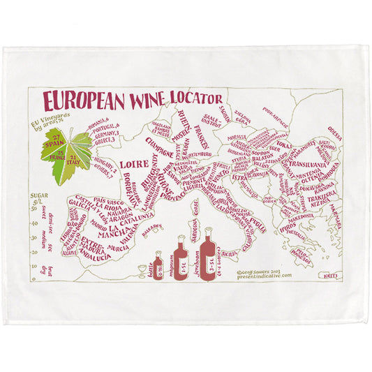 European Wine Locator Tea Towel - 6 pack