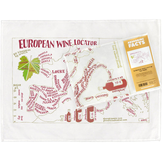 European Wine Locator Tea Towel - 6 pack