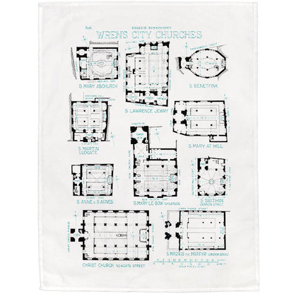Wren's City Churches Tea Towel - 6 pack