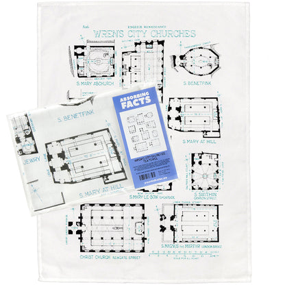 Wren's City Churches Tea Towel - 6 pack