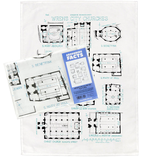 Wren's City Churches Tea Towel - 6 pack