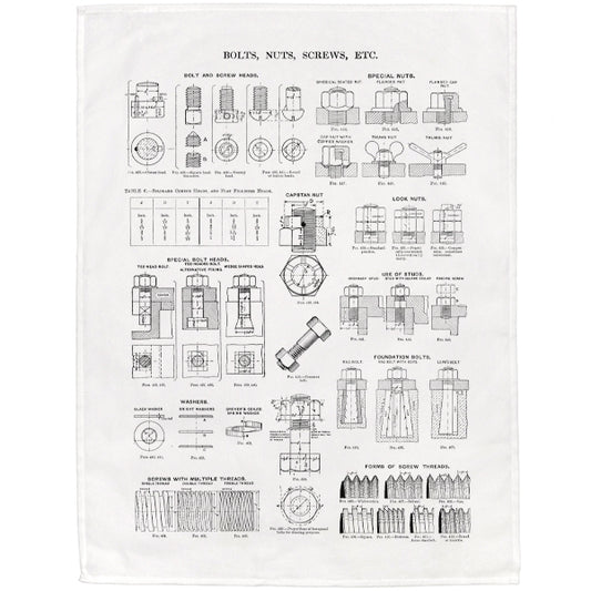 Screws and Bolts Tea Towel - 6 pack