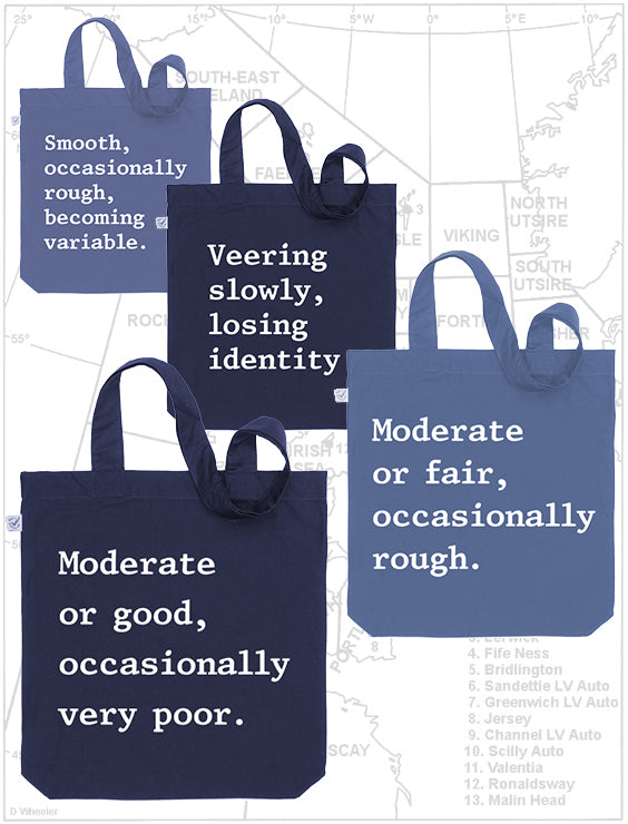 The Shipping Forecast: Moderate or good, occasionally very poor Tote Bag