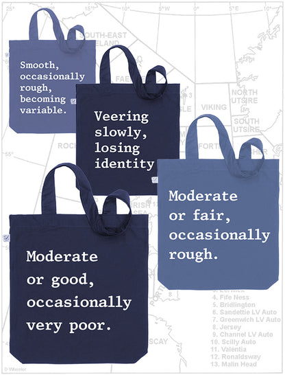 The Shipping Forecast: Moderate or good, occasionally very poor Tote Bag