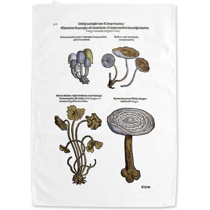 Fungi Woodcut Tea Towel - 6 pack