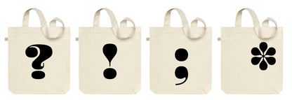 Punctuation tote bags - pack of 4 assorted