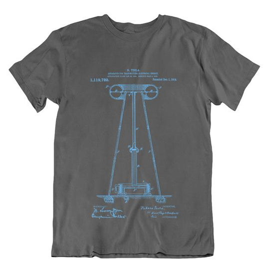 Tesla's Coil Patent Unisex T-shirt - Blue